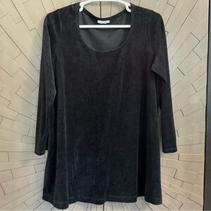 Joan Vass Black Velour Tunic Top XL